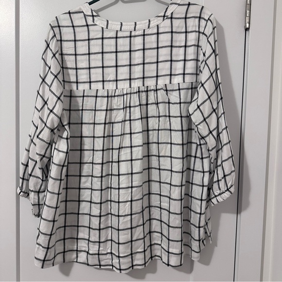 Wrangler Black White Plaid Loose Fit Blouse Size Large Women’s - Picture 5 of 7